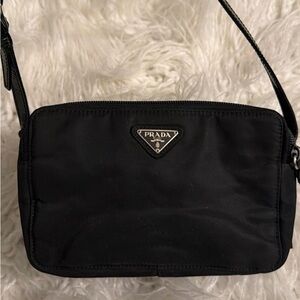 Prada Black Nylon Logo Triangle Handle Bag